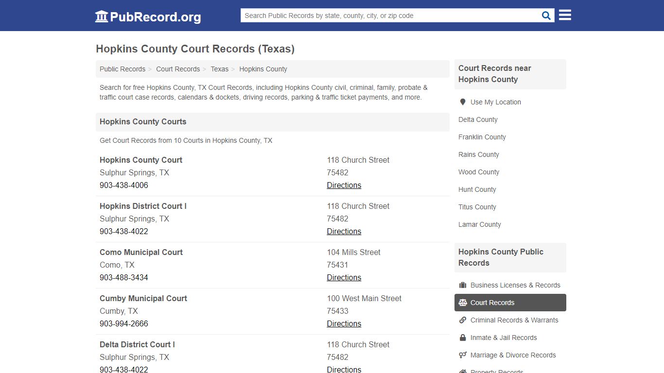 Free Hopkins County Court Records (Texas Court Records) - PubRecord.org