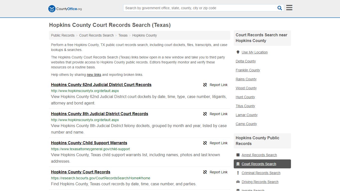 Hopkins County Court Records Search (Texas) - County Office
